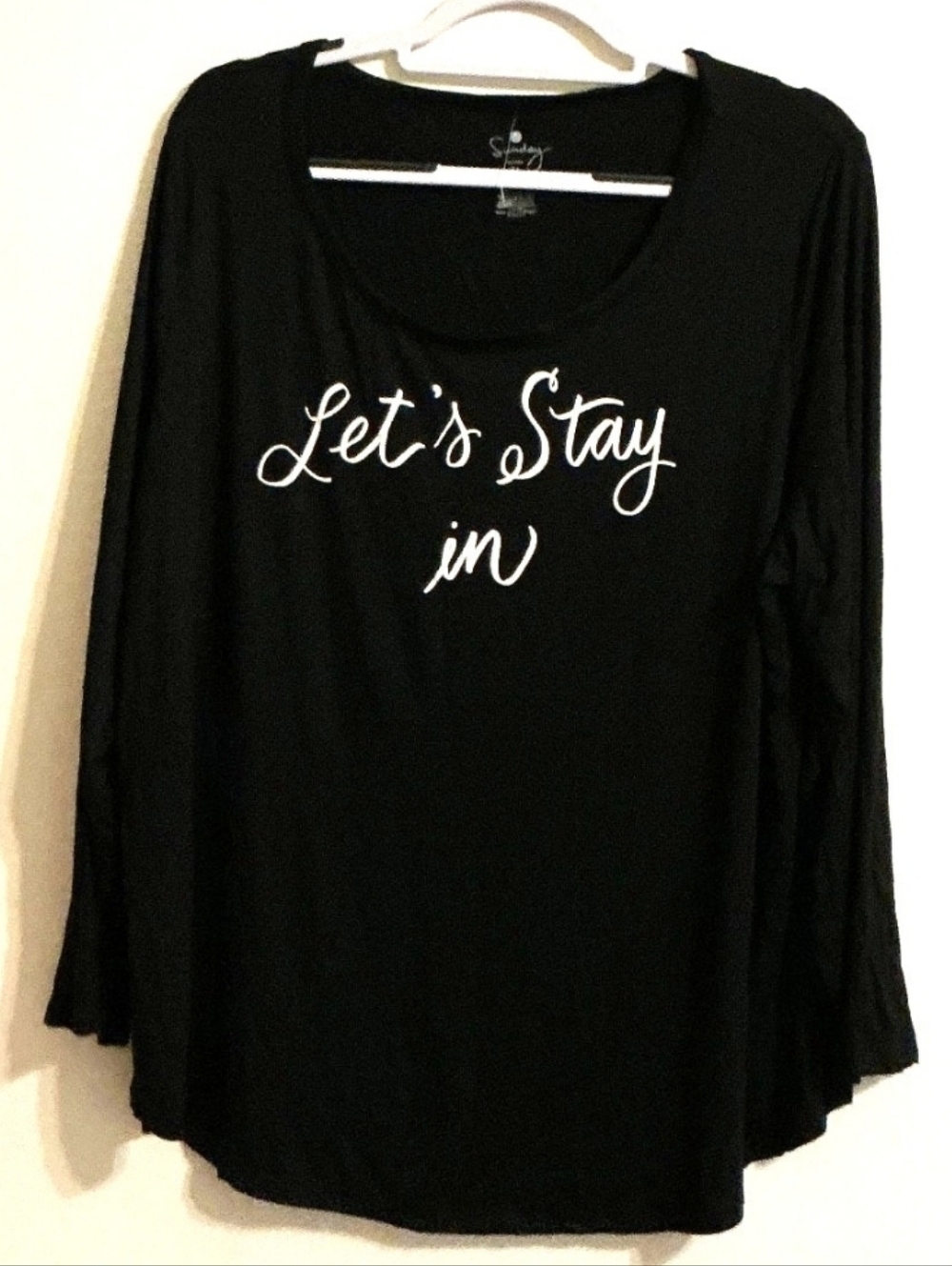 Let's Stay In Long-Sleeve Women's Top - Black Sunday Brand NWT